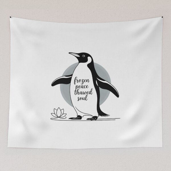 Item preview, Zen Penguin Yoga Lotus Greyscale Art Design designed and sold by 108stillness.