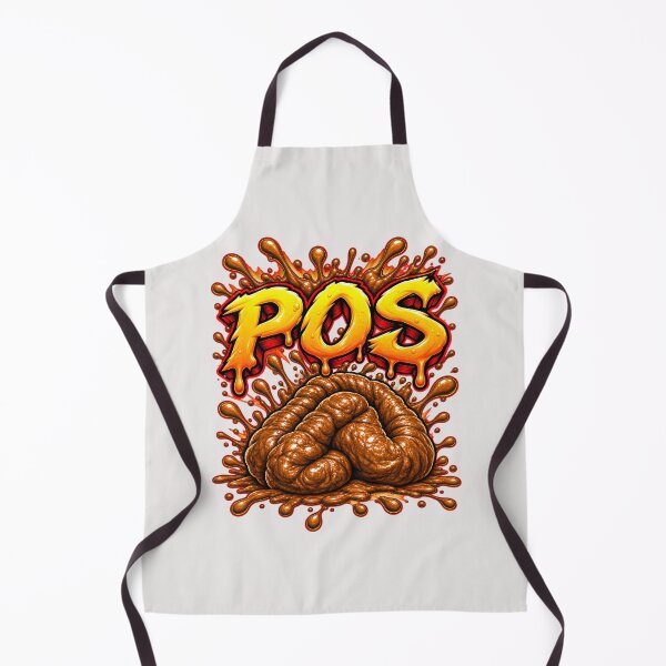 Item preview, POS appears in large, chunky, cartoon-style letters with bold outlines and shiny highlights. Around it are splash and drip effects, making it feel messy, exaggerated, and comic. designed and sold by EXPLOSIVE DESIGNS.