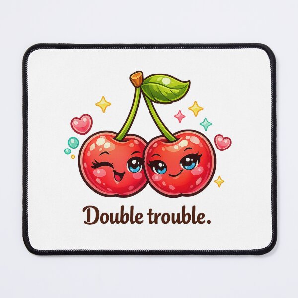 Aperçu de l'œuvre Double Trouble Cerises Pastel Kawaii Duo de Fruits Ludiques Art créée et vendue par Sommium .