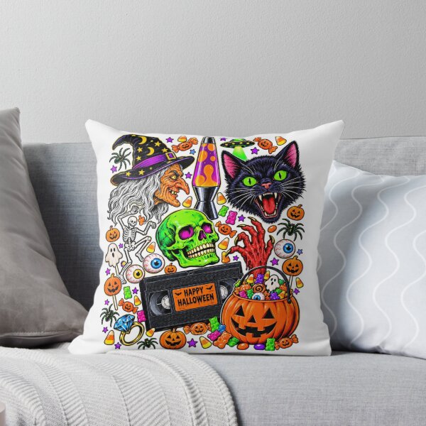 Item preview, Retro Halloween Collage – Black Cat, Witch & VHS designed and sold by Vexa Tees.