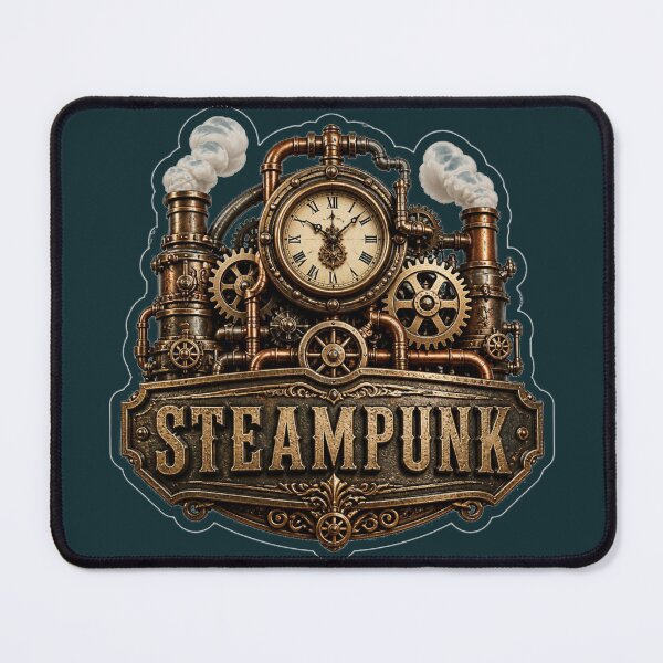 Item preview, Steampunk Clock with Gears and Steam Clouds designed and sold by MargaretPolanco.