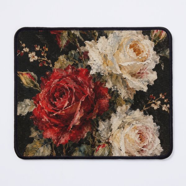 Item preview, Vintage Red and White Roses Oil Painting - Moody Dark Academia Floral Art designed and sold by ShabanMerch.