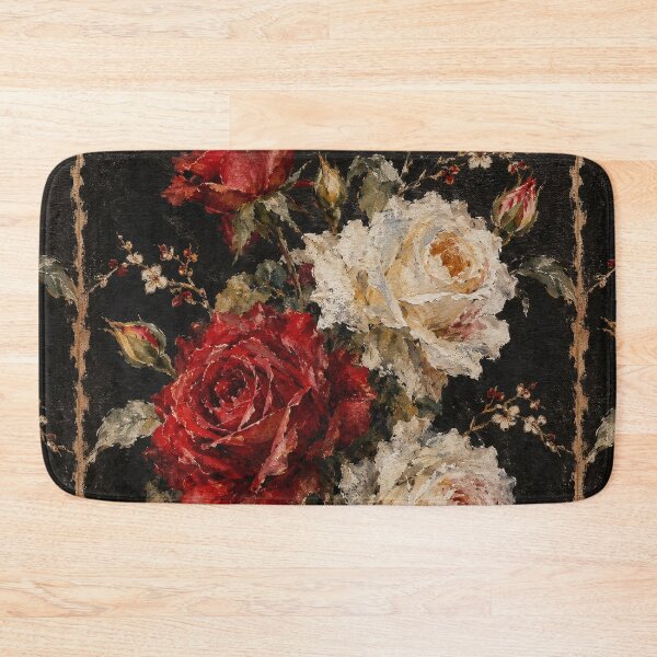 Item preview, Vintage Red and White Roses Oil Painting - Moody Dark Academia Floral Art designed and sold by ShabanMerch.