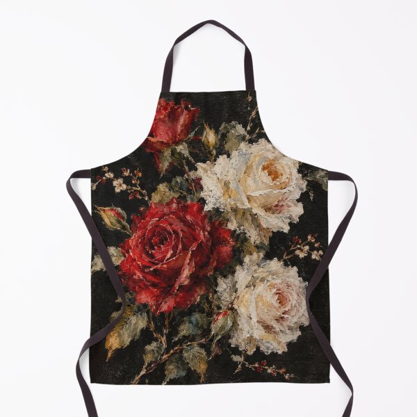 Item preview, Vintage Red and White Roses Oil Painting - Moody Dark Academia Floral Art designed and sold by ShabanMerch.