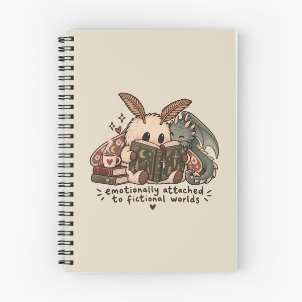 Item preview, Emotionally Attached to Fictional Worlds – Romantasy Book Moth & Dragon designed and sold by SnugbugStudios.