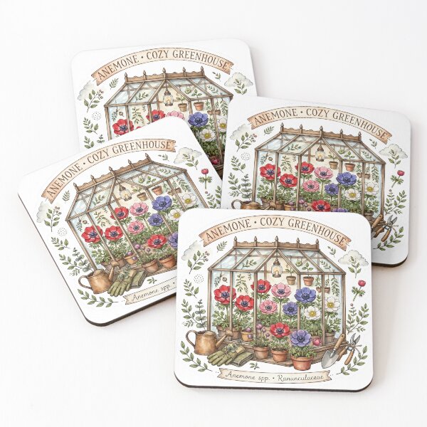 Item preview, Cozy Anemone Greenhouse Flower Sticker designed and sold by FineLineBotanical .