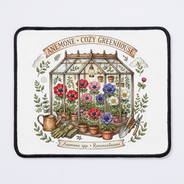 Item preview, Cozy Anemone Greenhouse Flower Sticker designed and sold by FineLineBotanical .