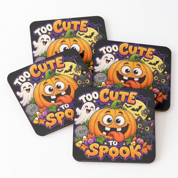 Item preview, Too Cute to Spook – Cute Halloween Pumpkin, Ghost & Black Cat designed and sold by JanuszJarowicz.