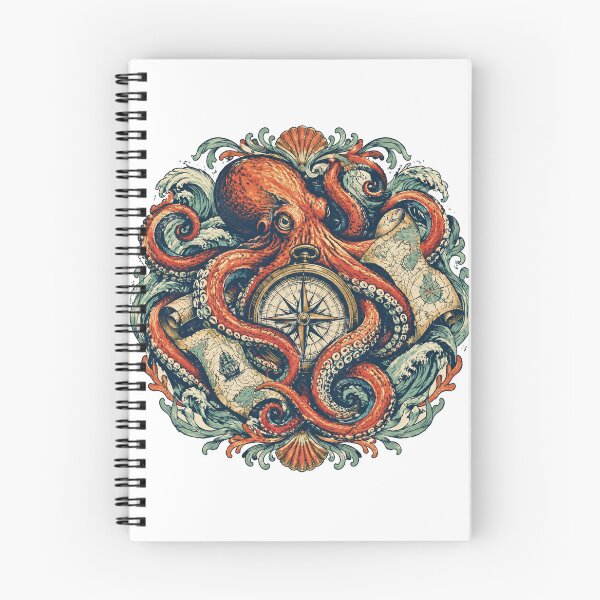 Item preview, Vintage Octopus Compass Nautical Map Ocean Waves designed and sold by Avenuse style.