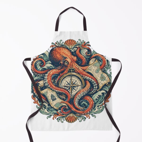 Item preview, Vintage Octopus Compass Nautical Map Ocean Waves designed and sold by Avenuse style.