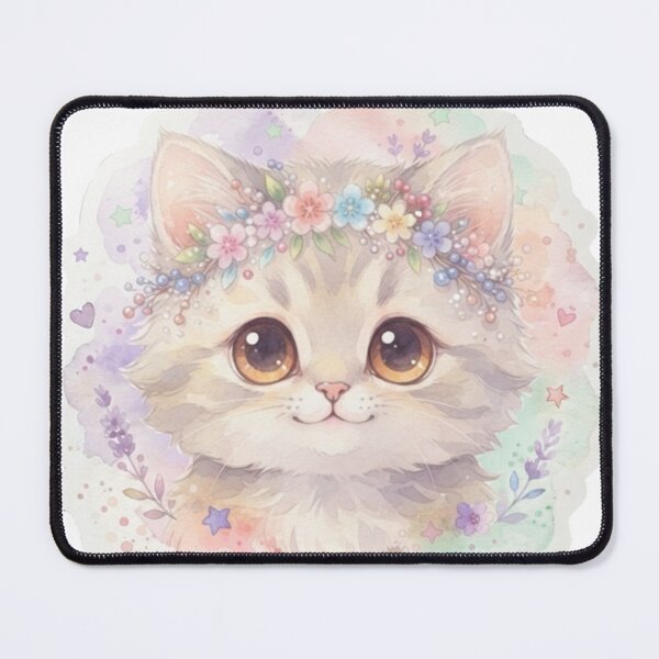 Item preview, Pastel Kawaii Cat Floral Crown Coffee Mug & Cute Fluffy Kitty Sticker designed and sold by Miming.
