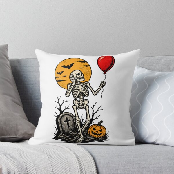 Item preview, Funny Halloween Skeleton Holding Red Balloon Humorous Spooky Design designed and sold by nilakastrati04.