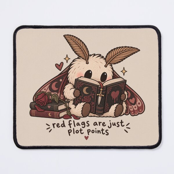 Item preview, Red Flags Are Just Plot Points – Funny Dark Romance Book Moth designed and sold by SnugbugStudios.