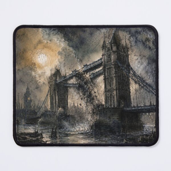 Item preview, Apocalyptic London Tower Bridge - Dark Gothic Watercolor Art designed and sold by ShabanMerch.