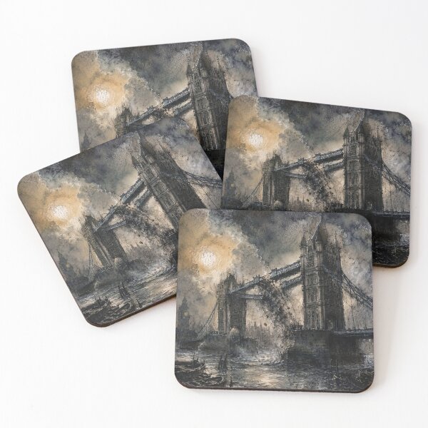 Item preview, Apocalyptic London Tower Bridge - Dark Gothic Watercolor Art designed and sold by ShabanMerch.
