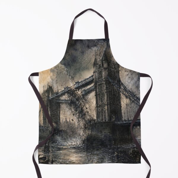Item preview, Apocalyptic London Tower Bridge - Dark Gothic Watercolor Art designed and sold by ShabanMerch⭐⭐⭐.