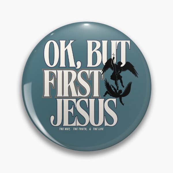Item preview, OK,  BUT  FIRST JESUS - BLACK Angels silhouette designed and sold by Holy Coast Threads (Formerly ChristianFlower).