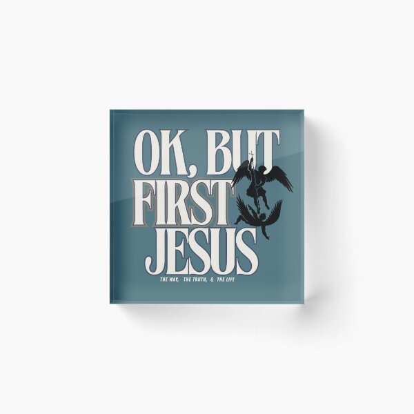 Item preview, OK,  BUT  FIRST JESUS - BLACK Angels silhouette designed and sold by Holy Coast Threads (Formerly ChristianFlower).