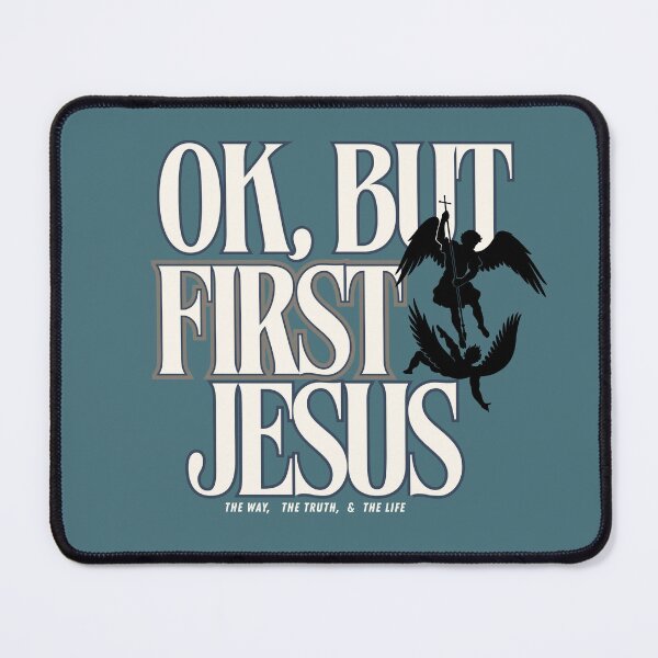 Item preview, OK, BUT FIRST JESUS - BLACK Angels silhouette designed and sold by Holy Coast Threads (Formerly ChristianFlower).