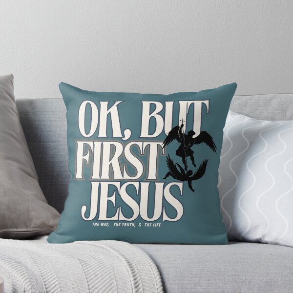 Item preview, OK,  BUT  FIRST JESUS - BLACK Angels silhouette designed and sold by Holy Coast Threads (Formerly ChristianFlower).