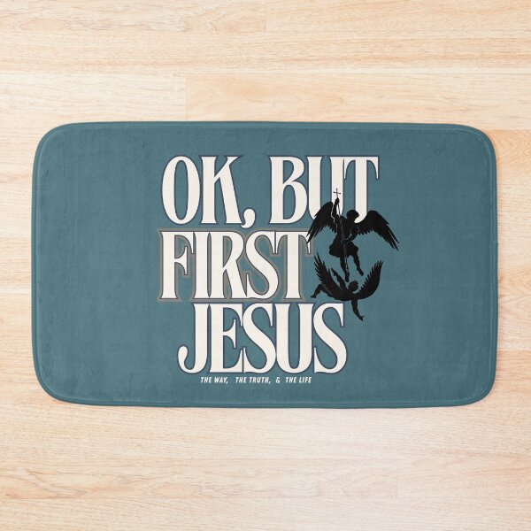 Item preview, OK,  BUT  FIRST JESUS - BLACK Angels silhouette designed and sold by Holy Coast Threads (Formerly ChristianFlower).