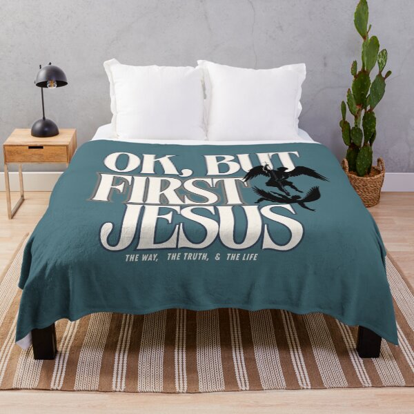 Item preview, OK, BUT FIRST JESUS - BLACK Angels silhouette designed and sold by Holy Coast Threads (Formerly ChristianFlower).