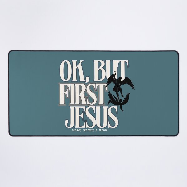 Item preview, OK, BUT FIRST JESUS - BLACK Angels silhouette designed and sold by Holy Coast Threads (Formerly ChristianFlower).
