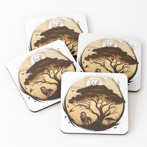 Item preview, African Safari Lion Sunset Tree Silhouette Artwork designed and sold by RisingSunStyle.