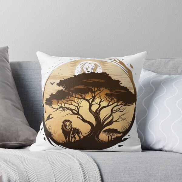 Item preview, African Safari Lion Sunset Tree Silhouette Artwork designed and sold by RisingSunStyle.