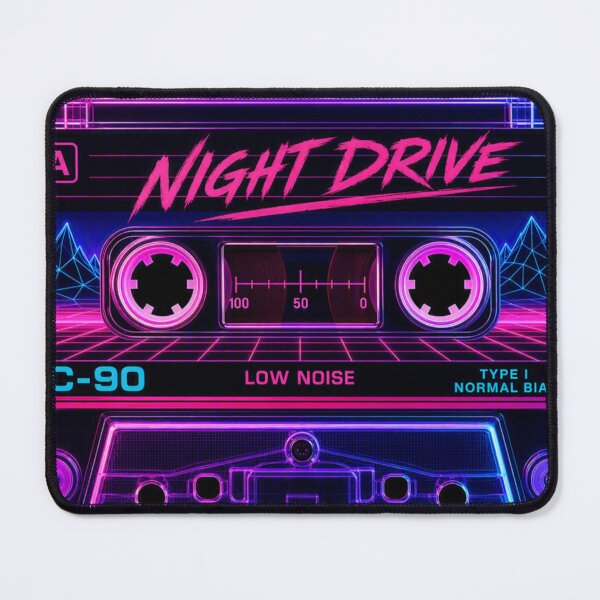 Item preview, Retro 80s Cassette Tape Night Drive Neon designed and sold by RetroWaveDesign.