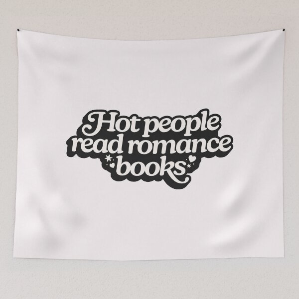 Item preview, Hot People Read Romance Books Black and White Bookish Quote designed and sold by katreadsitshop.