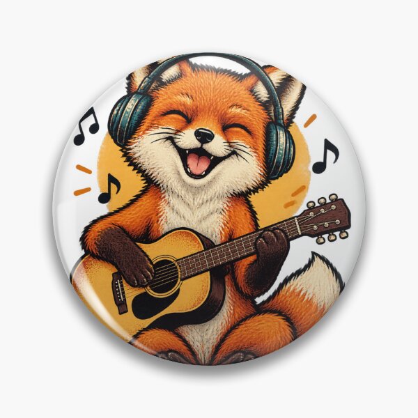 Item preview, Smiling Fox Playing Music - Whimsical Animal Illustration designed and sold by Piiouf.