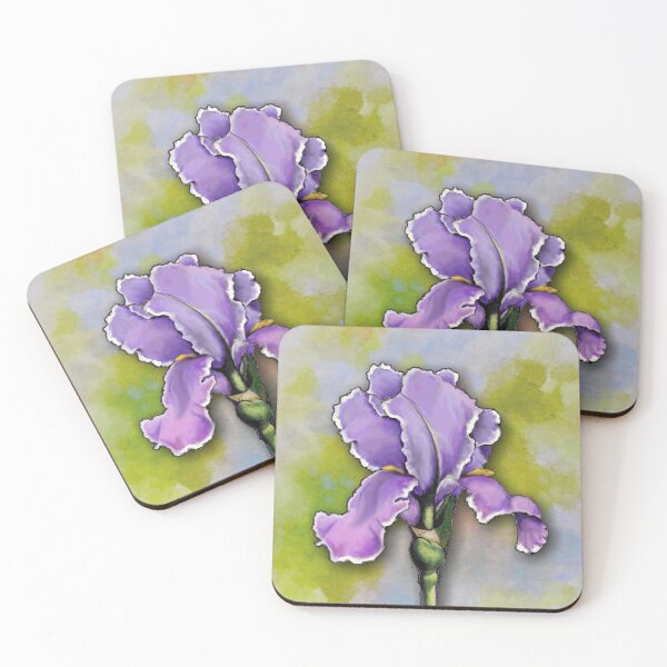 Item preview, Purple Iris Flower, Single Bloom, Illustration Watercolor Background designed and sold by JoyfulWhimsy.