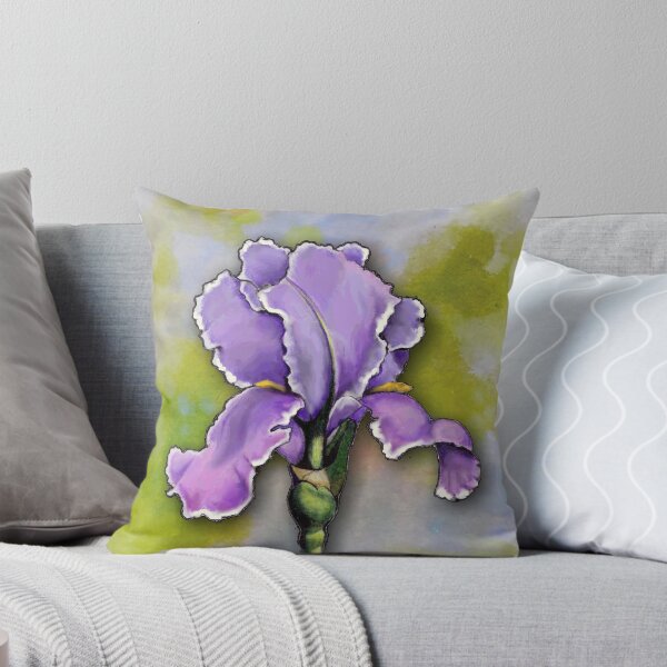 Item preview, Purple Iris Flower, Single Bloom, Illustration Watercolor Background designed and sold by JoyfulWhimsy.