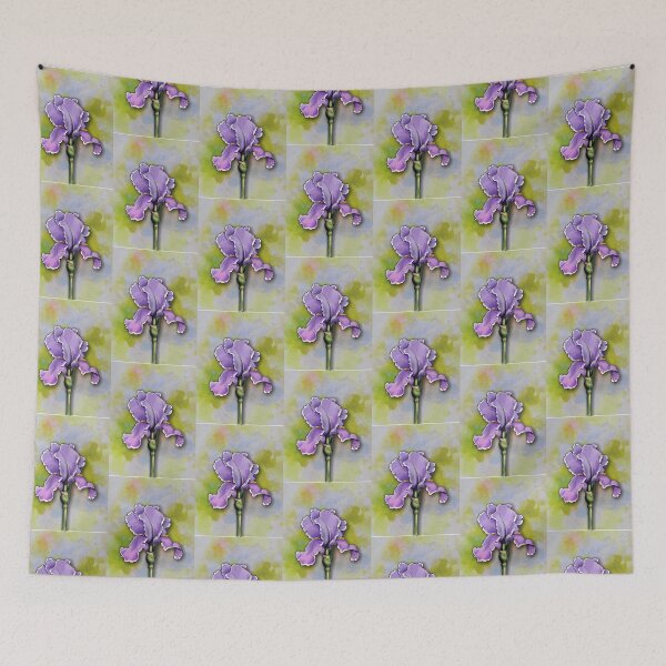 Item preview, Purple Iris Flower, Single Bloom, Illustration Watercolor Background designed and sold by JoyfulWhimsy.