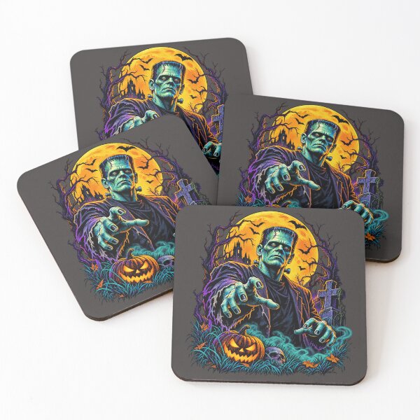Item preview, Neon Stitched Monster Rising – Halloween Graveyard & Jack O’ Lantern Horror designed and sold by JanuszJarowicz.
