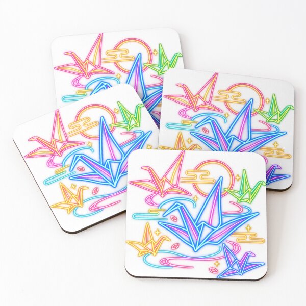 Item preview, Neon Origami Cranes – Japanese Retro 80s 90s Y2K Aesthetic designed and sold by アミヤジャ.