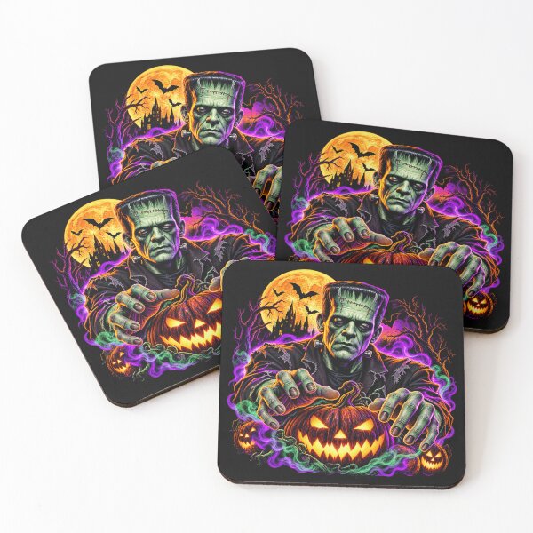 Item preview, Neon Stitched Monster – Halloween Graveyard Pumpkin Horror Art designed and sold by JanuszJarowicz.