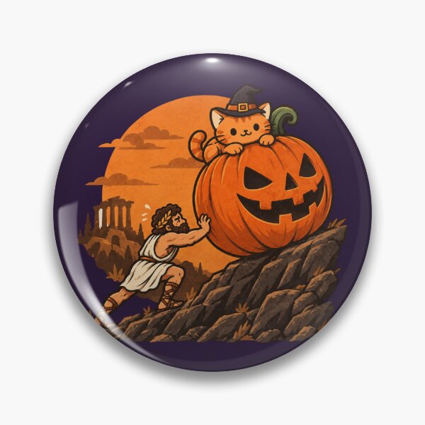 Artikelvorschau, Sisyphos schiebt einen Halloween-Kürbis | Lustige griechische Mythologie entworfen und verkauft von MythoWorldddd.