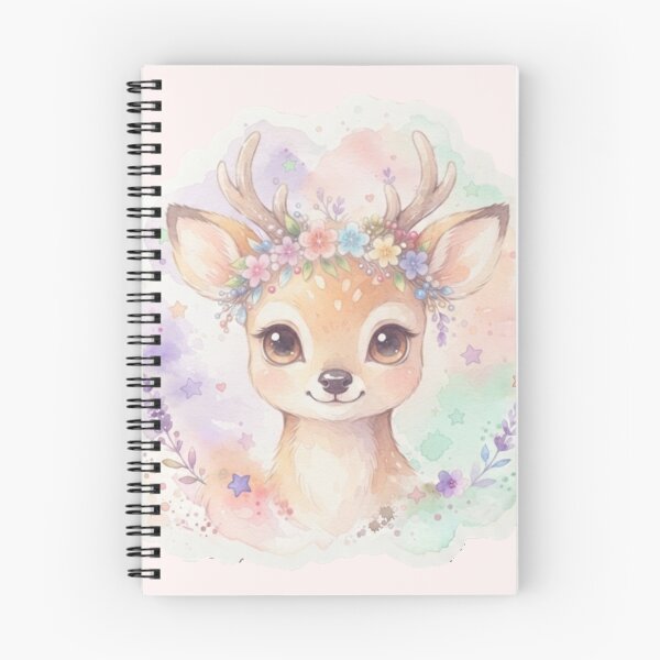 Item preview, Pastel Kawaii Deer Floral Crown Coffee Mug & Cute Woodland Fawn Sticker designed and sold by Miming.