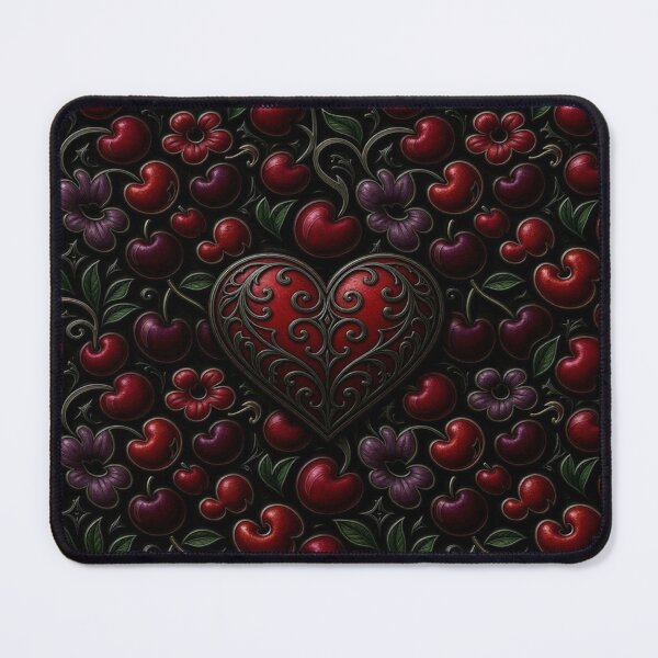 Item preview, Gothic Metallic Heart and Dark Cherry Pattern designed and sold by Breezes-of-Ida.