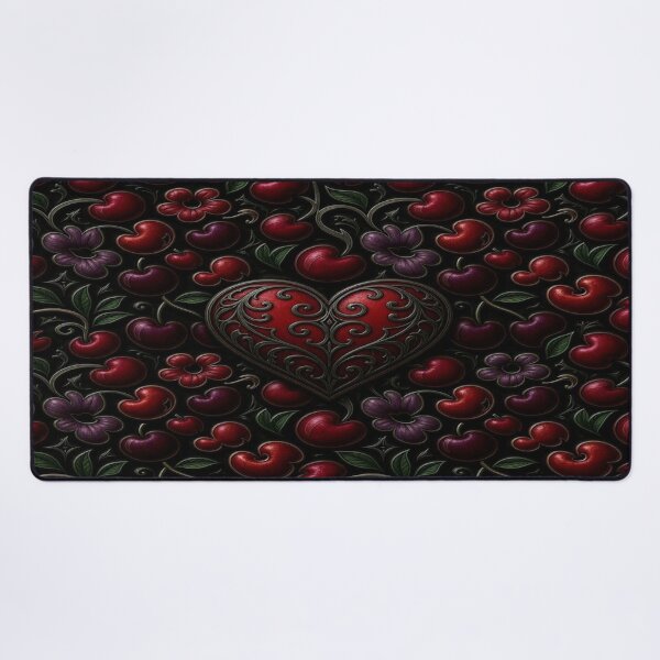 Item preview, Gothic Metallic Heart and Dark Cherry Pattern designed and sold by Breezes-of-Ida.