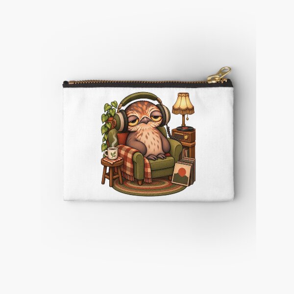 Item preview, Sleepy Potoo Bird Music Lover | Cozy Headphones Vinyl Record Retro Listening Art designed and sold by MrDev.