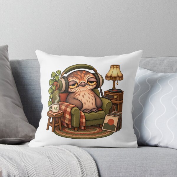 Item preview, Sleepy Potoo Bird Music Lover | Cozy Headphones Vinyl Record Retro Listening Art designed and sold by MrDev.