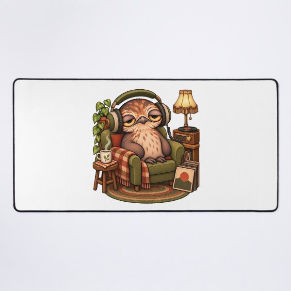 Item preview, Sleepy Potoo Bird Music Lover | Cozy Headphones Vinyl Record Retro Listening Art designed and sold by MrDev.