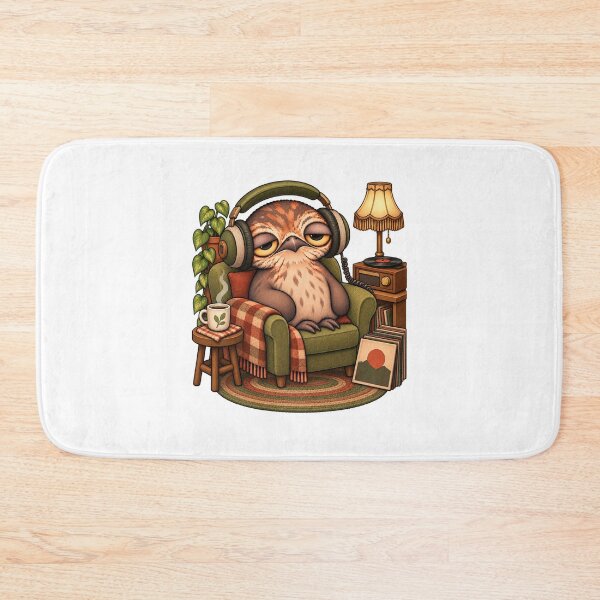 Item preview, Sleepy Potoo Bird Music Lover | Cozy Headphones Vinyl Record Retro Listening Art designed and sold by MrDev.