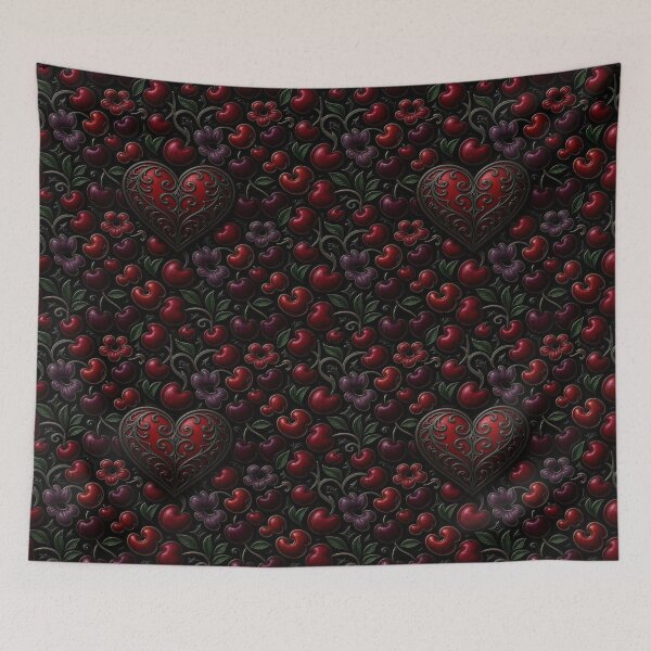 Item preview, Gothic Metallic Heart and Dark Cherry Pattern designed and sold by Breezes-of-Ida.