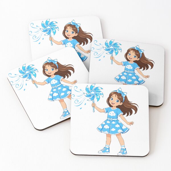 Item preview, Cute Cartoon Girl With Cloud Dress And Pinwheel Magic Wind Graphic Design designed and sold by Nubian Style.