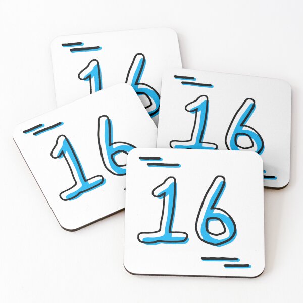 Item preview, Number 16 - Bold Blue Artistic Numeral Design designed and sold by Dyche Studio.