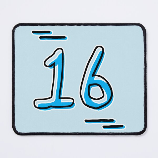 Item preview, Number 16 - Bold Blue Artistic Numeral Design designed and sold by Dyche Studio.
